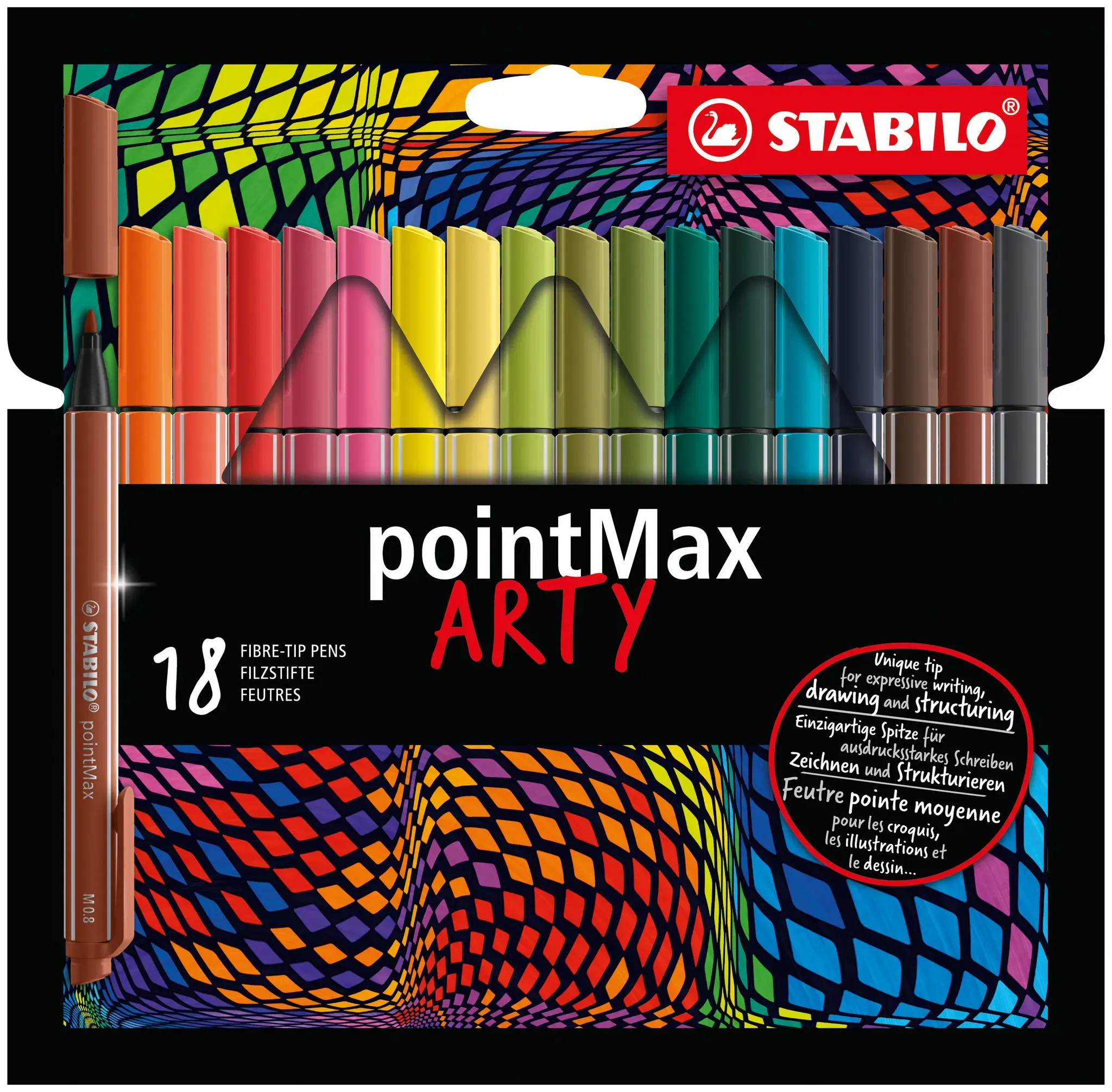 STABILO pointMax ARTY, Mehrfarbig, Medium, Mehrfarbig, Rund, Tinte auf Wasserbas