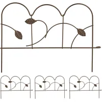 Relaxdays Beeteinfassung, 4er Set, Metall, HxB: je 28 x 38,5 cm, Beetumrandung für Garten, Zierzaun zum Stecken, Bronze