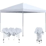 HENGMEI Pavillon 3x3m Partyzelt Metall Faltpavillon Faltbar Gartenpavillon Wasserdicht Stabil Gartenzelt Pergola für Party, Marktstand, Garten Outdoor Camping, Weiß