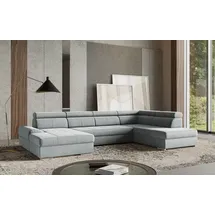 sit&more Wohnlandschaft SIT & MORE "U-Form", grau (hellgrau), B:345cm H:79cm T:213cm, 100% Polyester, Sofas, Wohnlandschaft, mit verstellbaren Kopfteilen, wahlweise mit Bettfunktion