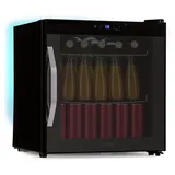 Klarstein Coachella 50 Onyx Getränkekühlschrank 47 L Glastür WiFi LED Edelstahl