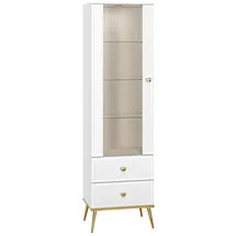 Lomadox Vitrine GUBIN-131 55 x 40 x 190 cm Weiß/Gelb