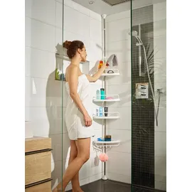 DEUBA Deuba® Teleskop Duschablage ohne Bohren 4 Ablagen 92-306 cm höhenverstellbar Edelstahl silber Duschregal Teleskopregal Bad Regal Eckregal Duschkorb