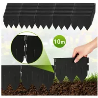 Clanmacy Beetumrandung Rasenkante Kunststoff Raseneinfassung Beeteinfassung 10m schwarz schwarz 10 cm x 15 cm