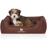 Knuffelwuff Orthopädisches Hundebett Wippo aus Velours mit Handwebcharakter M-L 85 x 63cm Braun - abnehmbarer Bezug - waschbar - für große, mittelgroße und kleine Hunde