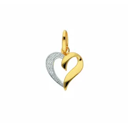 Herzkette ADELIA ́S "schmuck, damen schmuck, für sie, hochwertig, preiswert, günstig", gold, Halsketten, Damen, Gelbgold 585-Gold, Gelbgold 585, Gold, Schmuckset mit bis 45 cm stufenlos verstellbarer 925 Silber Halskette