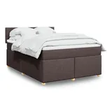 vidaXL Boxspringbett mit Matratze Dunkelbraun 140x200 cm Stoff