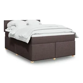 vidaXL Boxspringbett mit Matratze Dunkelbraun 140x200 cm Stoff