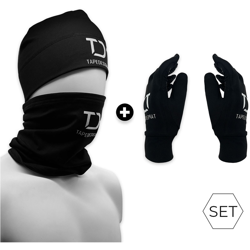 TAPEDESIGN Winterset Mütze+Handschuhe+Neckwarmer black S/M