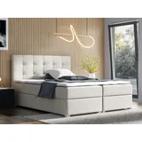 MEBLITO Boxspringbett Bett Valbona Doppelbett Bettkästen Weiss (Kunstleder Madryt 920 ) 180x200 mit Topper - Weiß