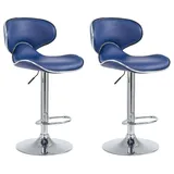 CLP 2er Set Barhocker Las Vegas Kunstleder blau chrom