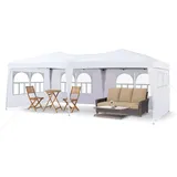 LEMROE Outdoor Gazebo Pavillon 3x6 Faltpavillon, Wasserdicht Stabil mit 6 Seitenteilen, Gartenlauben Partyzelt mit UV-Schutz, Gartenpavillon für Hochzeiten Pavillon für Garten, Festival (weiß)