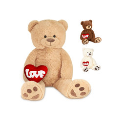 BRUBAKER Kuscheltier XXL Teddybär 100 cm groß mit Herz Love (1-St), großer Teddy Bär, Stofftier Plüschtier beige