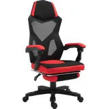 Vinsetto Ergonomischer Bürostuhl, Gaming Stuhl, Drehstuhl mit Fußstütze, schwarz, rot 58 x 72 x 108-118 cm