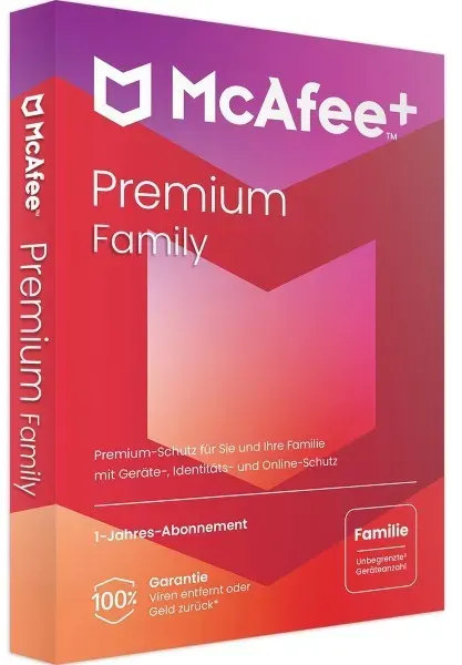 McAfee+ Premium Family 2025 | Unbegrenzte Geräte | 1 Jahr | Jetzt günstig kaufen