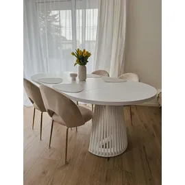 dekori.interiors Dekori_Interiors Esstisch, Schwarz, Holz, Rund, 90x77x190 cm, Esszimmer, Tische, Esstische