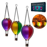 NORTHPOINT Solarleuchte 3er Set 40,0 cm hängend bunt warmweiß Flammeneffekt Dämmerungssensor