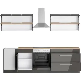 kochstation Winkelküche L-Form 220 x 270 cm grau