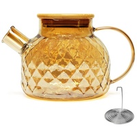 Belle Vous Dekoobjekt Belle Vous Teekanne Glas mit Siebeinsatz & Bambusdeckel - braun
