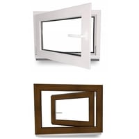 JeCo Fenster Kellerfenster - Kunststoff - Fenster - innen weiß / außen Farbe: Anthrazit, Mahagoni, Nussbaum, Dark Oak, Golden Oak - verschiedene Maße - DIN link/rechts - 2 Fach Verglasung 50 cm x 80 cm