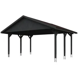 SKANHOLZ Doppel-Carport Wallgau 6,20 x 5,00 m grau mit roten Schindeln