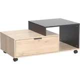 Hti-Living Couchtisch Cedrik auf Rollen mit Schublade Artisaneiche-Schwarz