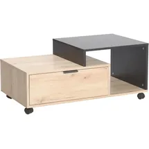 Hti-Living Couchtisch Cedrik auf Rollen mit Schublade Artisaneiche-Schwarz