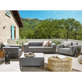 Beliani Lounge Set ROVIGO Grau, Schwarz Textil, 5-Sitzer, Loungemöbel, Loungemöbel-Sets