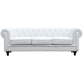 Habitat et Jardin Chesterfield-Sofa "Aliza" - 208 x 82 x 70 cm - 3-Sitzer - Weiß