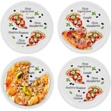 VAN WELL 4er Set Pizzateller Margherita groß 30,5cm Porzellan Teller mit Motiv - für Pizza / Pasta–