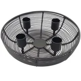 BURI Adventsleuchter Metall-Adventskranz Ø20cm mit Metallschale Weihnachtsdeko Kerzenhalter schwarz