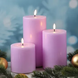Deluxe Homeart Mia LED Stumpenkerze 20 cm 10 cm lavendel