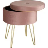 Tectake Sitzhocker Ava Samtoptik 38 x 45 x 38 cm Rosa