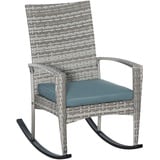 Outsunny Schaukelstuhl mit Kissen, Polyrattan+Metall, Grau, 66 x 98 cm