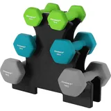 Songmics Hantel-Set Kurzhanteln 12 kg Hexagon Neopren grau/grün