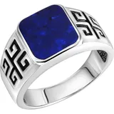 VIVANCE Fingerring VIVANCE "925/- Sterling Silber rhodiniert Lapislazuli" Gr. 19, weiß, Fingerringe, Herren, 019 (60,0), Silber 925 (Sterlingsilber), Fingerring