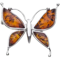 Brosche OSTSEE-SCHMUCK "Ostsee-Schmuck Brosche Schmetterling Brosche Schmetterling", weiß, Broschen, Damen, Silber 925 (Sterlingsilber)