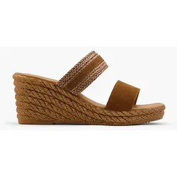 Leder Pantolette - Damen - marone