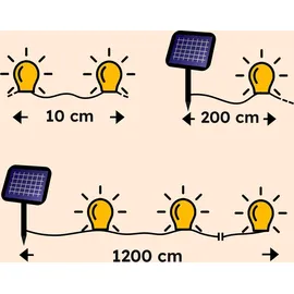 esotec Solar Lichtschlauch 10m, 100 LEDs warmweiß, Akku, Solarmodul, Erdspieß, Wintergarten, Außenlichterkette, Hochzeitsdeko,
