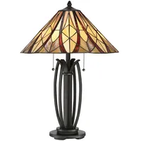 Elstead Lighting Tischleuchte Beistelllampe Wohnzimmerleuchte Tiffany-Glas Bronze H 64,6