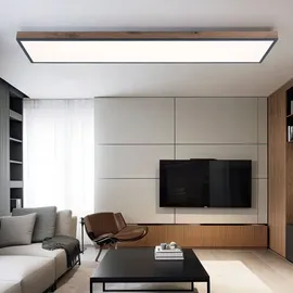 GLOBO LED Wohnzimmerleuchte, Holzoptik, opal, L 120cm - Braun