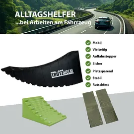 Trutzholm 2x Auffahrkeil 2-teilig bis 13,5 t Höhenausgleichsrampe für PKW, SUV, Wohnmobil mit Unterlegmatte