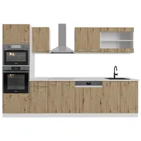 Vicco Küchenzeile R-Line 300 cm Eiche Artisan/Weiß