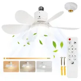 Sunicol Deckenventilator Deckenventilator mit Beleuchtung, Dimmbar, 3 Windstufen, Timer, 40W, E27 Klein Leise Decken Ventilator für Kinderzimmer Schlafzimmer weiß