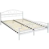 tectake 800218 Metallbett Bettgestell mit Lattenrost, 140 x 200 cm, Einzelbett aus Metall, Bettrahmen für Schlafzimmer Gästezimmer, weiß - Diverse Farben und Größen -