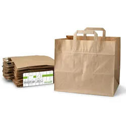 greenbox - Tragetaschen aus Recyclingpapier XXL, 32 x 21 x 27 cm, braun, breiter Boden, 250 St.