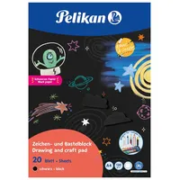 Pelikan Zeichenblock A4, schwarz, geleimt, 20 Blätter