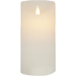 LED Echtwachskerze Weiß 6 Stunden Timerfunktion H 15 cm bewegliche Flamme