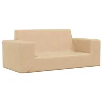 vidaXL Kindersofa 2-Sitzer Creme Weich Plüsch