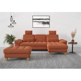 sit&more Ecksofa »Westham L-Form«, mit Recamiere, mit oder ohne Bettfunktion, Bettkasten, Füße Eiche orange